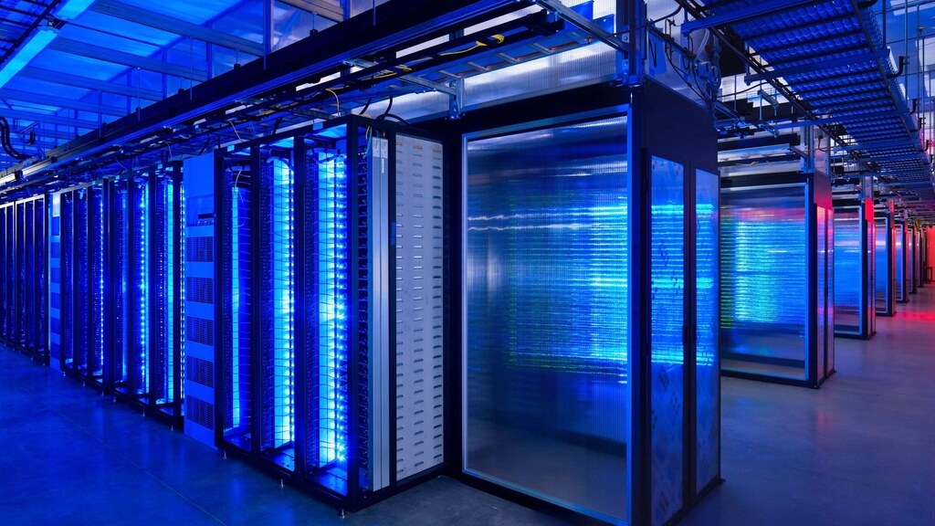 Data center server hall with server racks